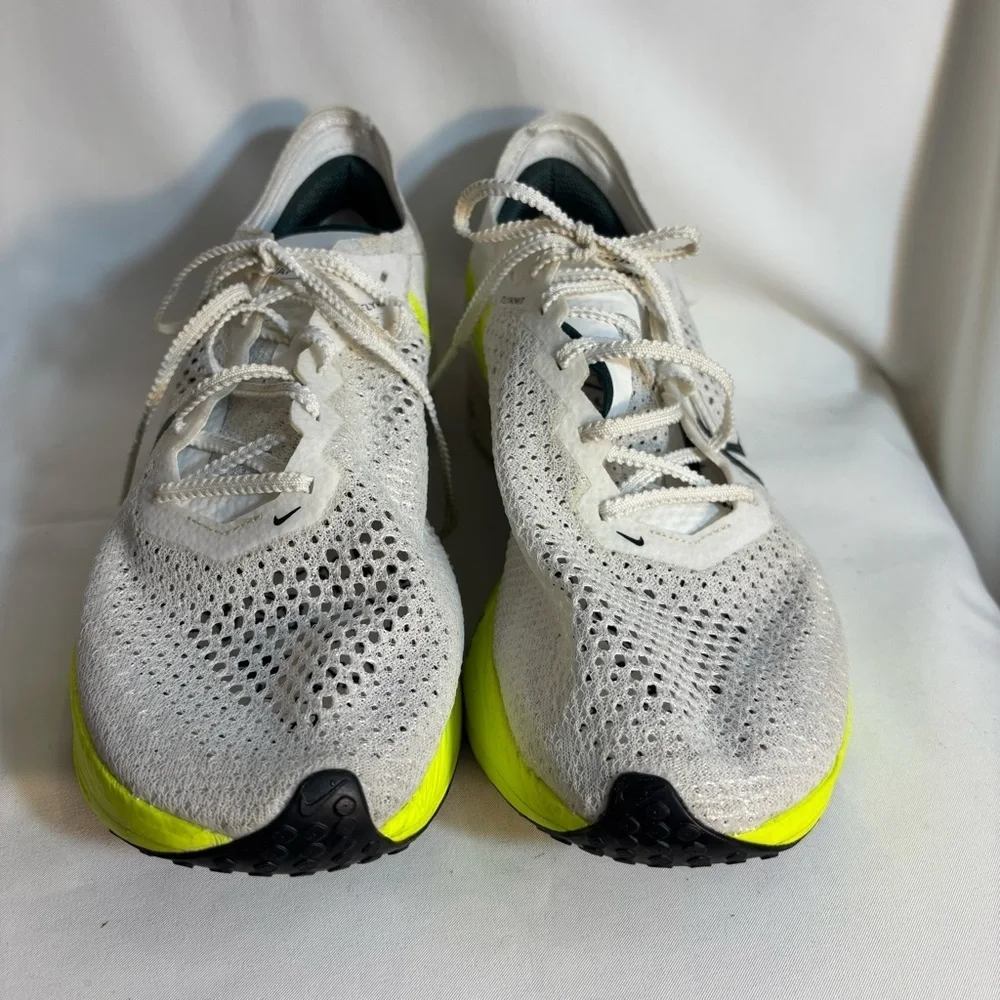 NIKE Sz 9.5 Vaporfly Zoom X White and Neon Yellow Breathable Running Shoes - Picture 2 of 16